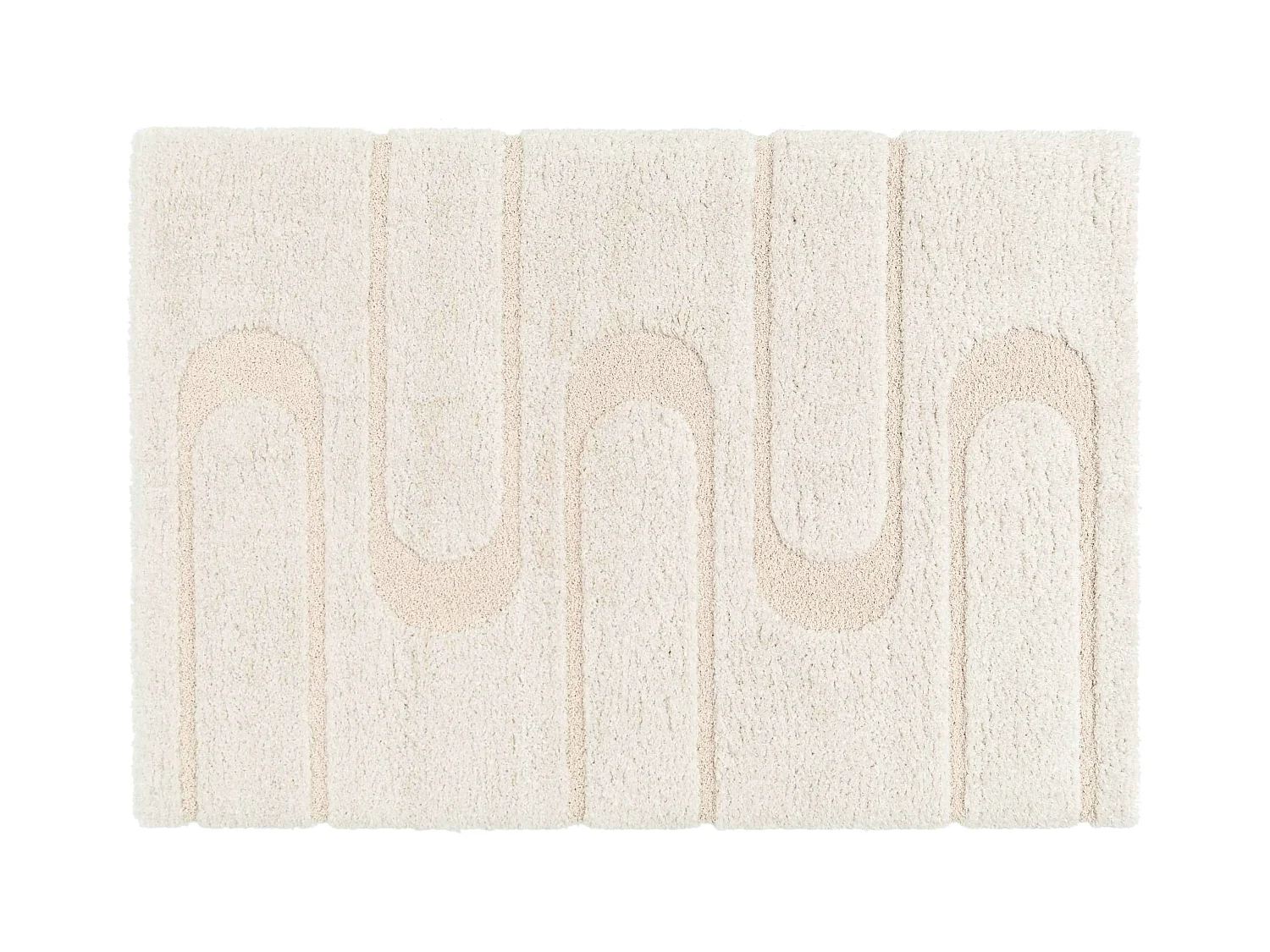 Tapis rectangulaire à poils longs motif géométrique écru 120 x 170 cm