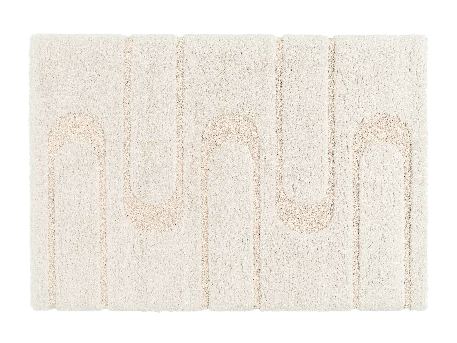 Tapis rectangulaire à poils longs motif géométrique écru 120 x 170 cm