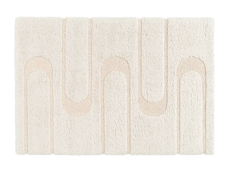 Tapis rectangulaire à poils longs motif géométrique écru 120 x 170 cm