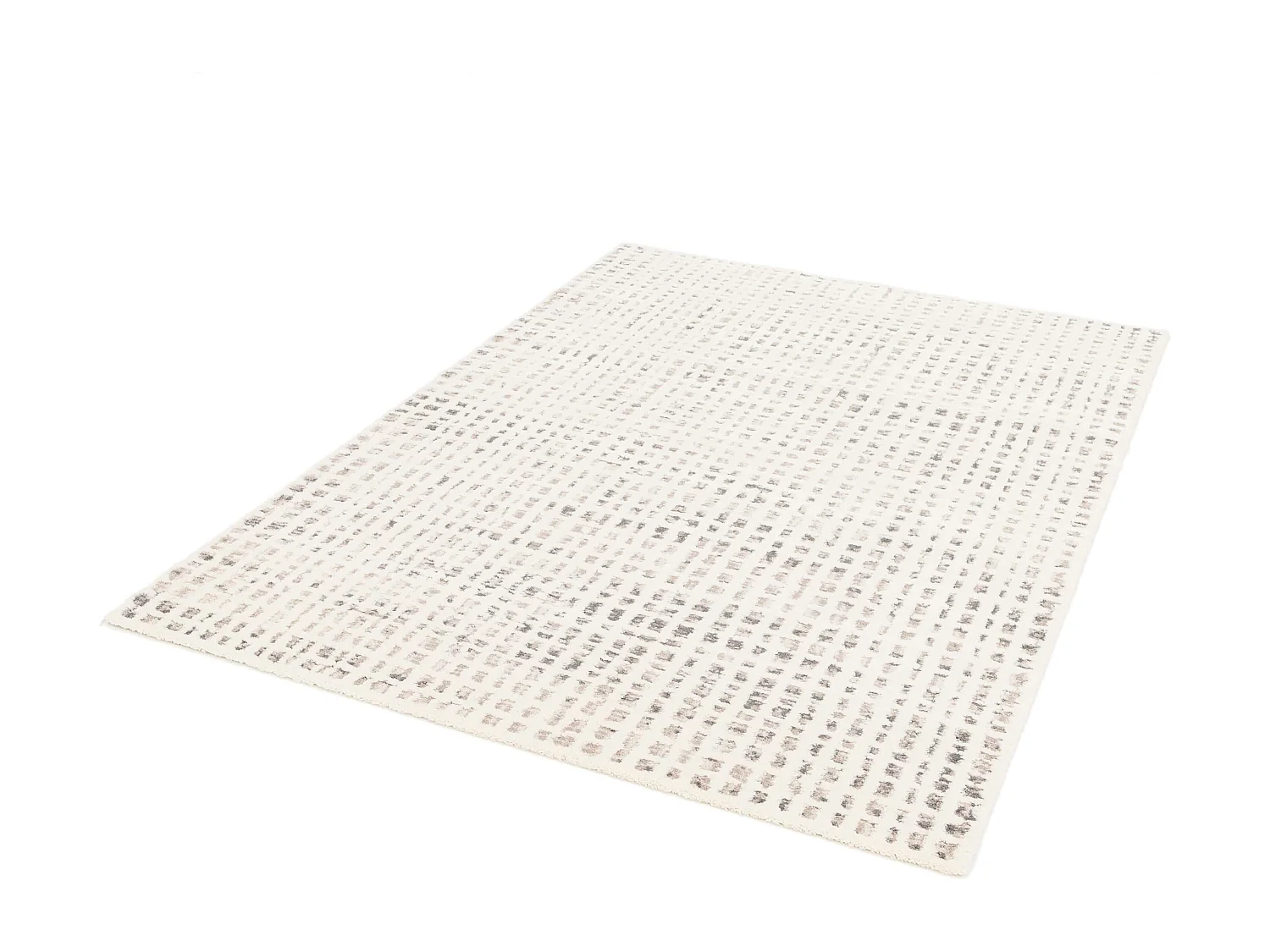 Laagpolig vloerkleed met ecru vierkant patroon 120 x 170 cm