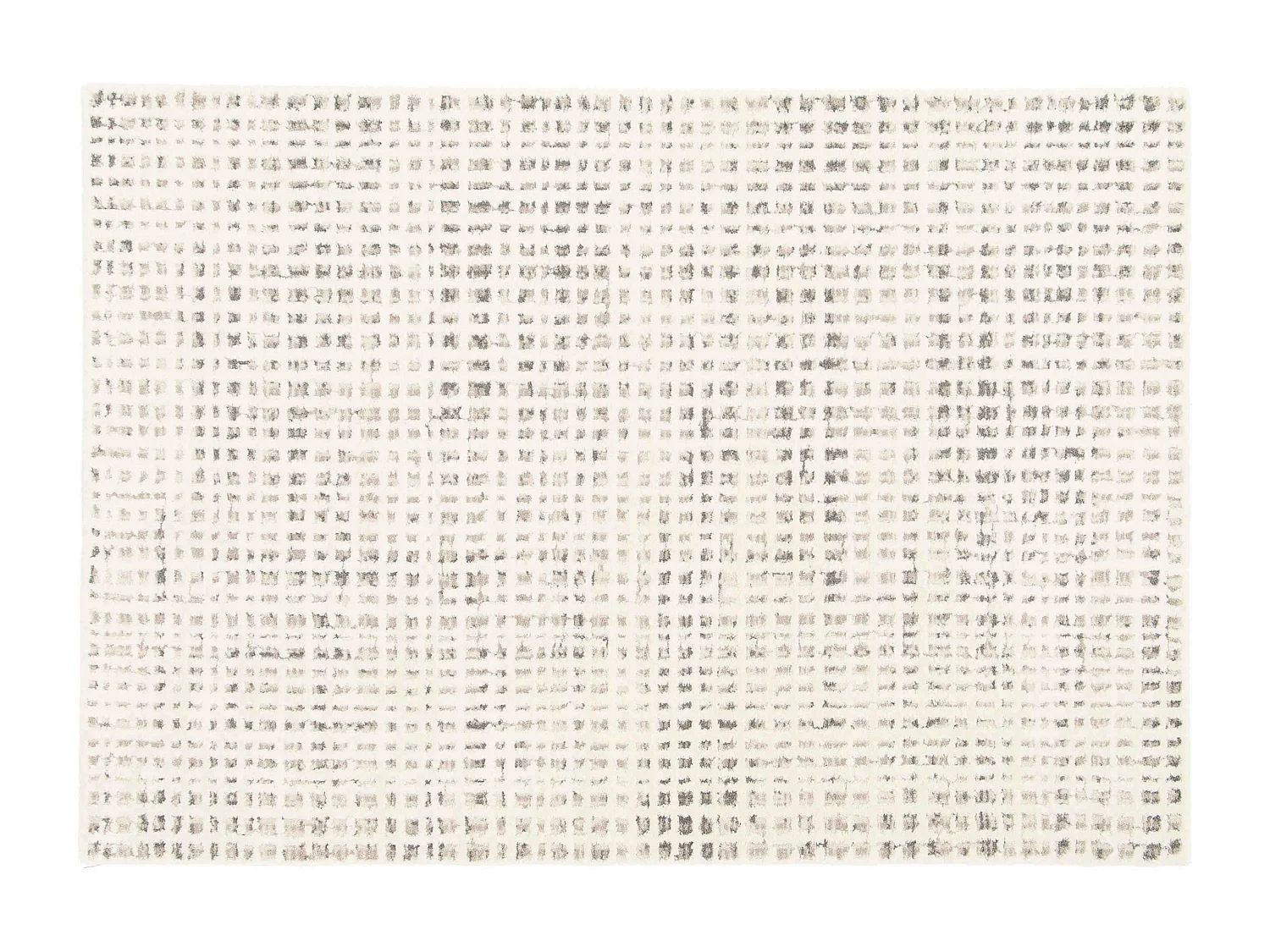 Tapis rectangulaire à poils ras motif carré écru 120 x 170 cm