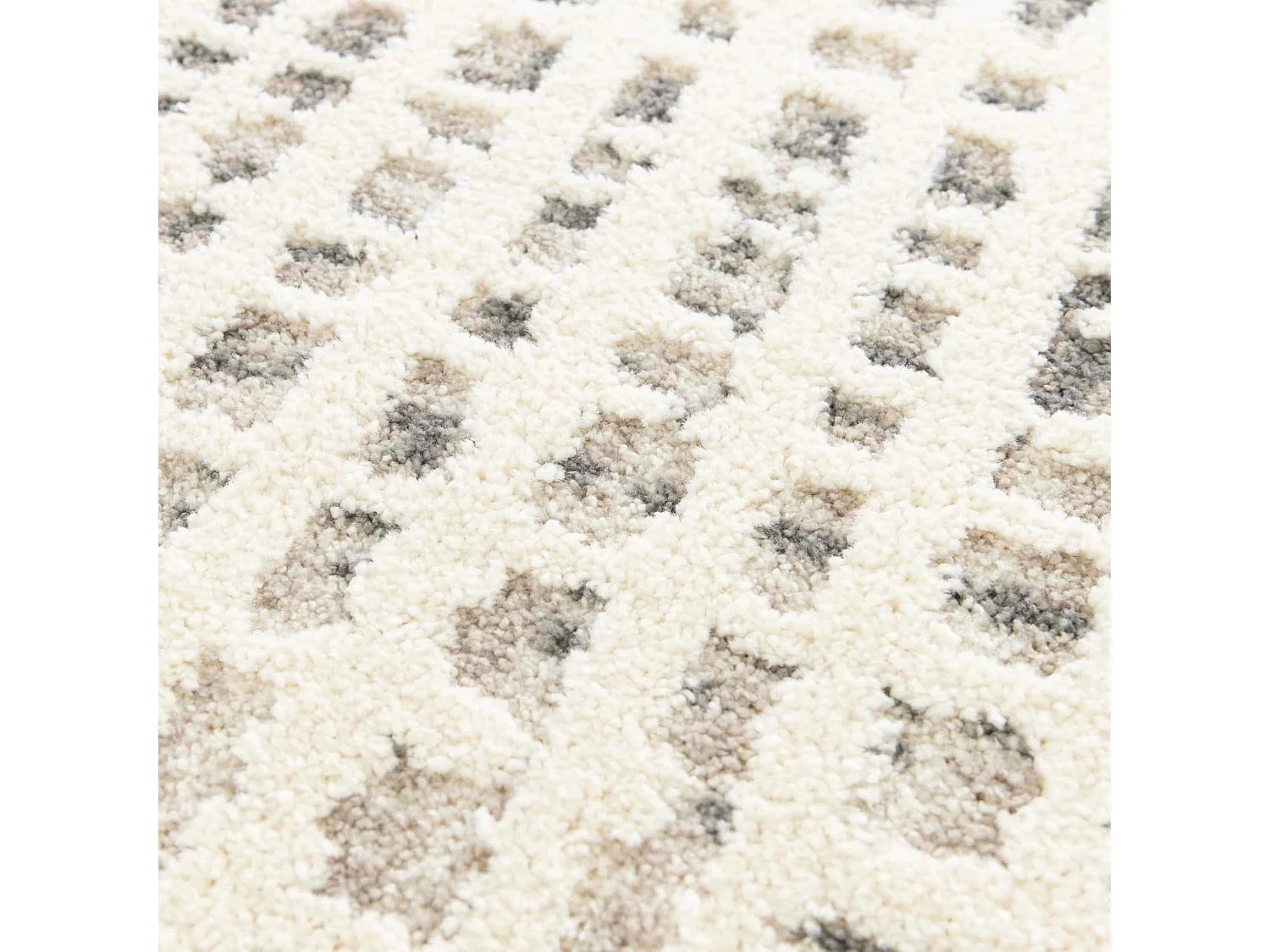 Tapis rectangulaire à poils ras motif carré écru 120 x 170 cm