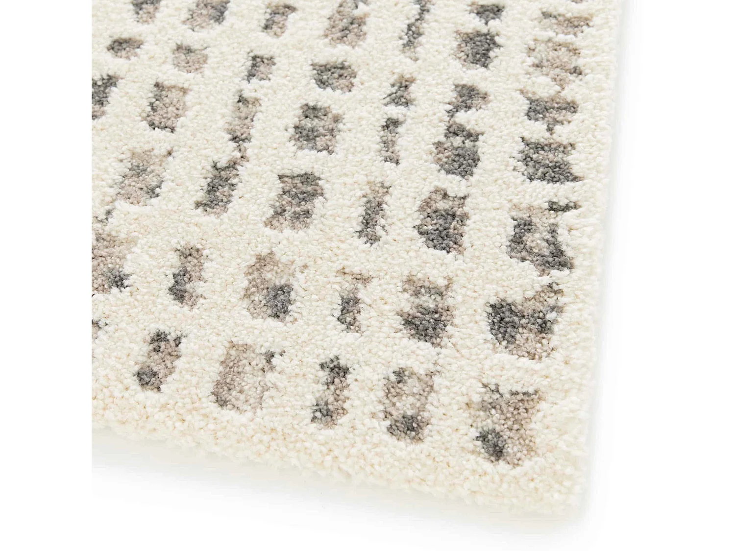 Tapis rectangulaire à poils ras motif carré écru 120 x 170 cm