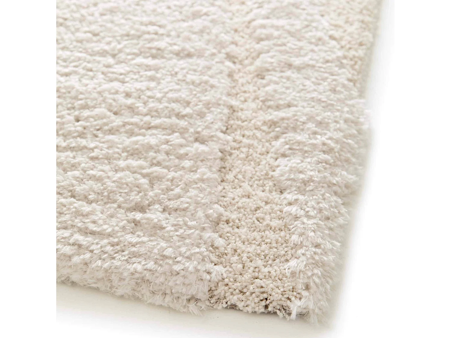 Rechthoekig hoogpolig vloerkleed met ecru golvenpatroon 120 x 170 cm