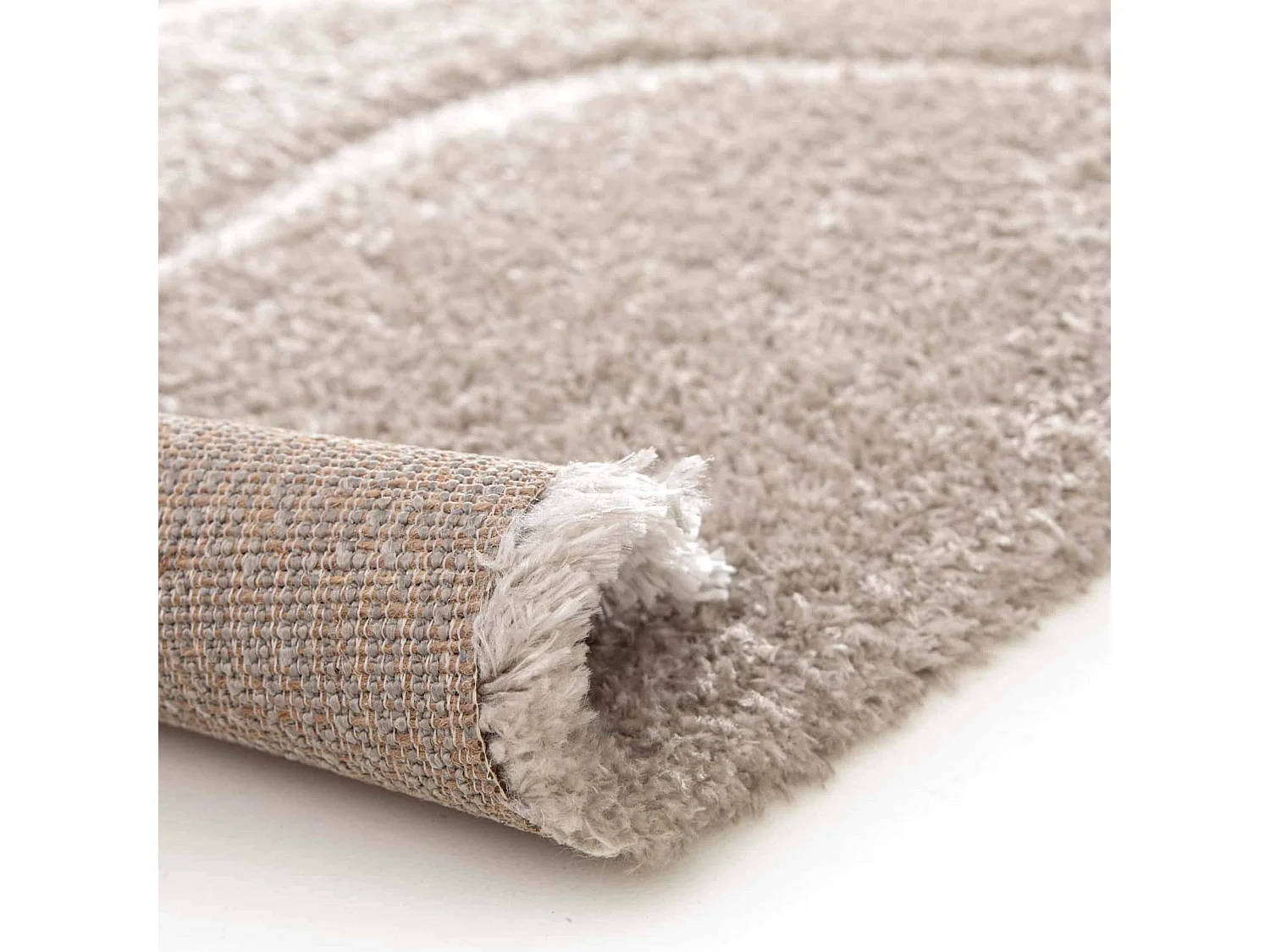 Hoogpolig vloerkleed met golvend patroon in taupe 120 x 170 cm