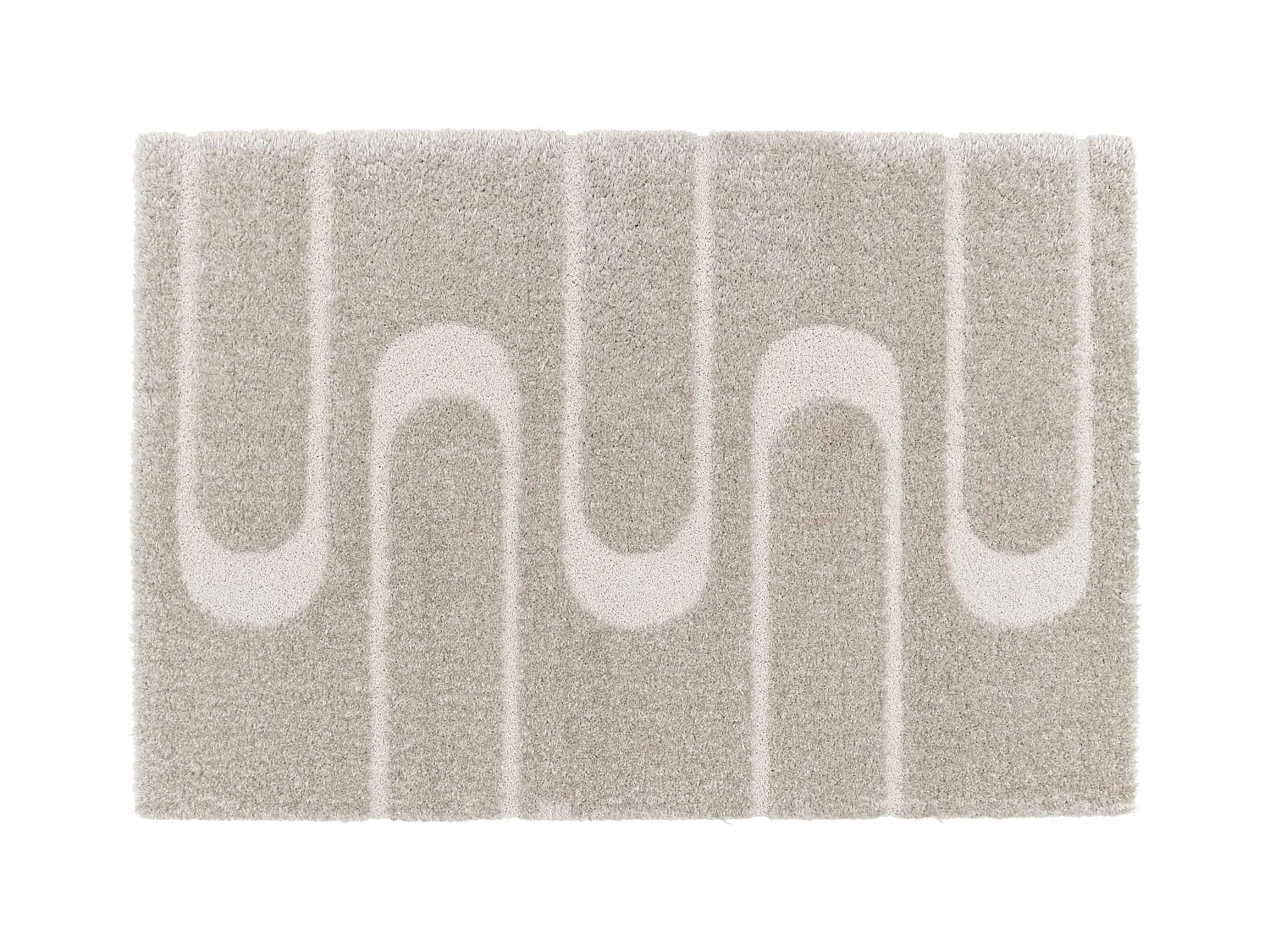 Tapis rectangulaire à poils longs motif géométrique taupe 120 x 170 cm
