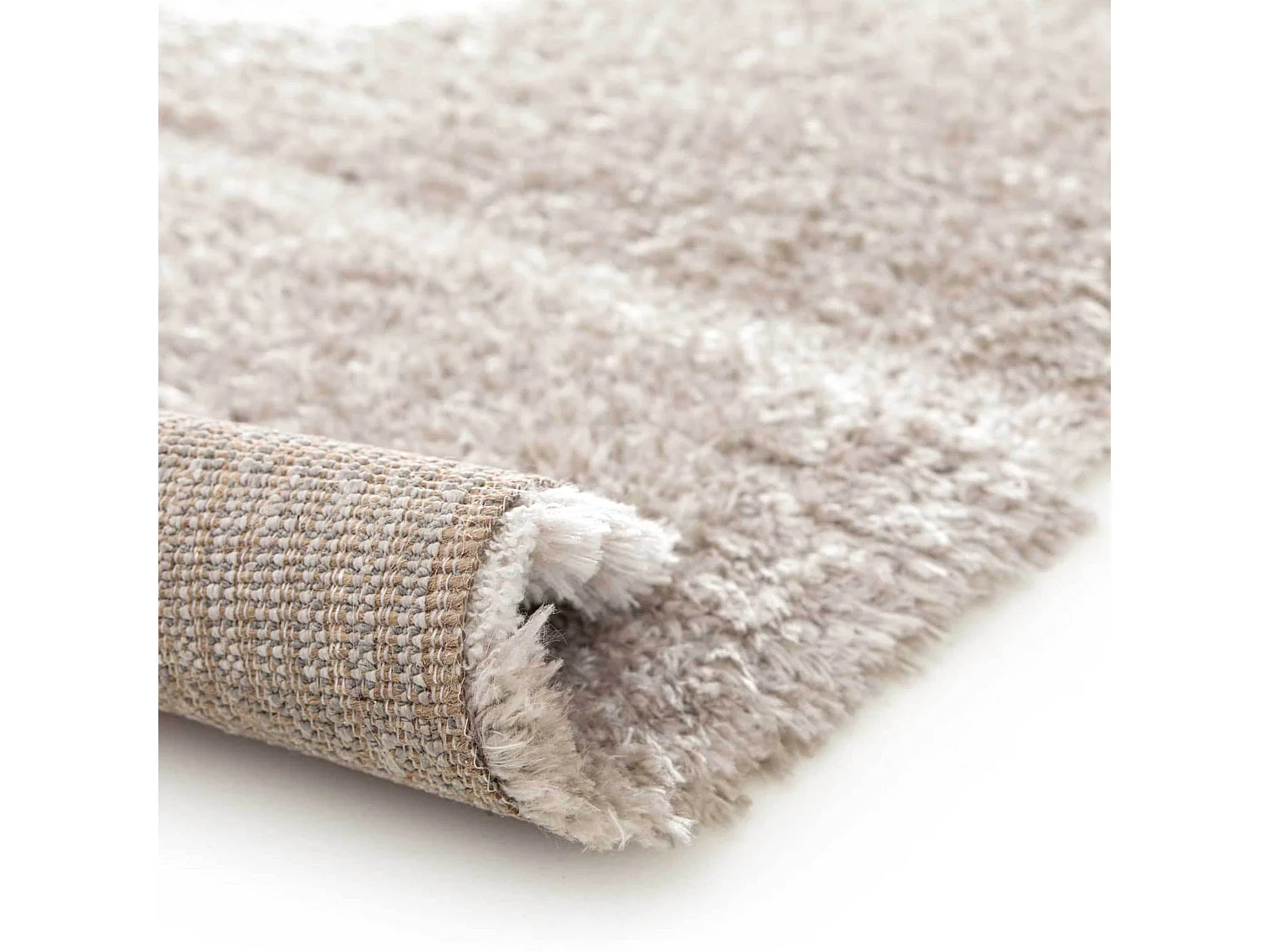 Tapis rectangulaire à poils longs motif géométrique taupe 120 x 170 cm