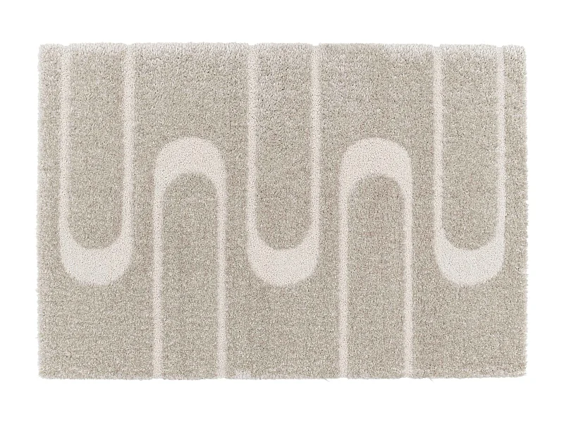 Tapis rectangulaire à poils longs motif géométrique taupe 120 x 170 cm