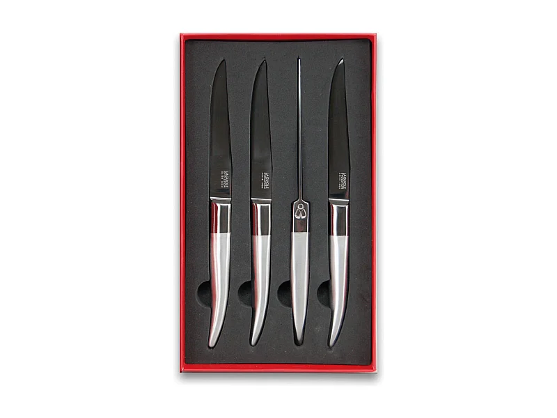Coffret de 4 couteaux à steak Laguiole manche en titane