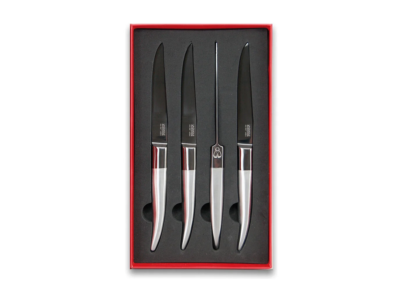 Coffret de 4 couteaux à steak Laguiole manche en titane