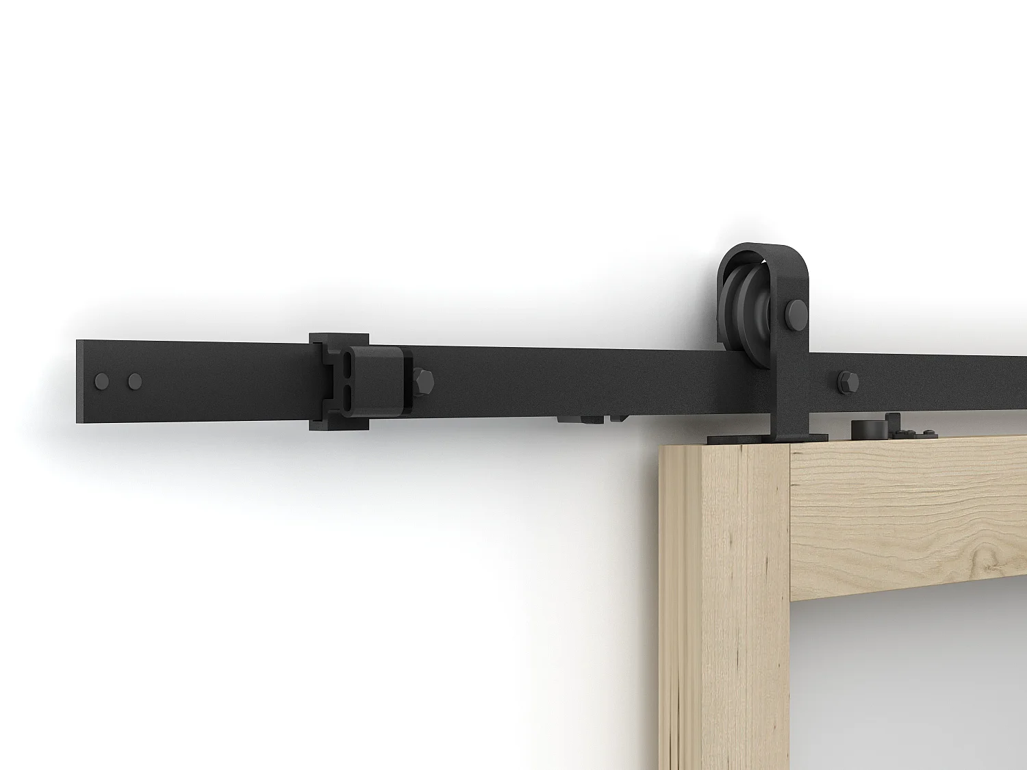 Puerta corredera vista de madera y vidrio templado - 3 ventanas - Alt. 205 x L73 cm - ACOSTA II