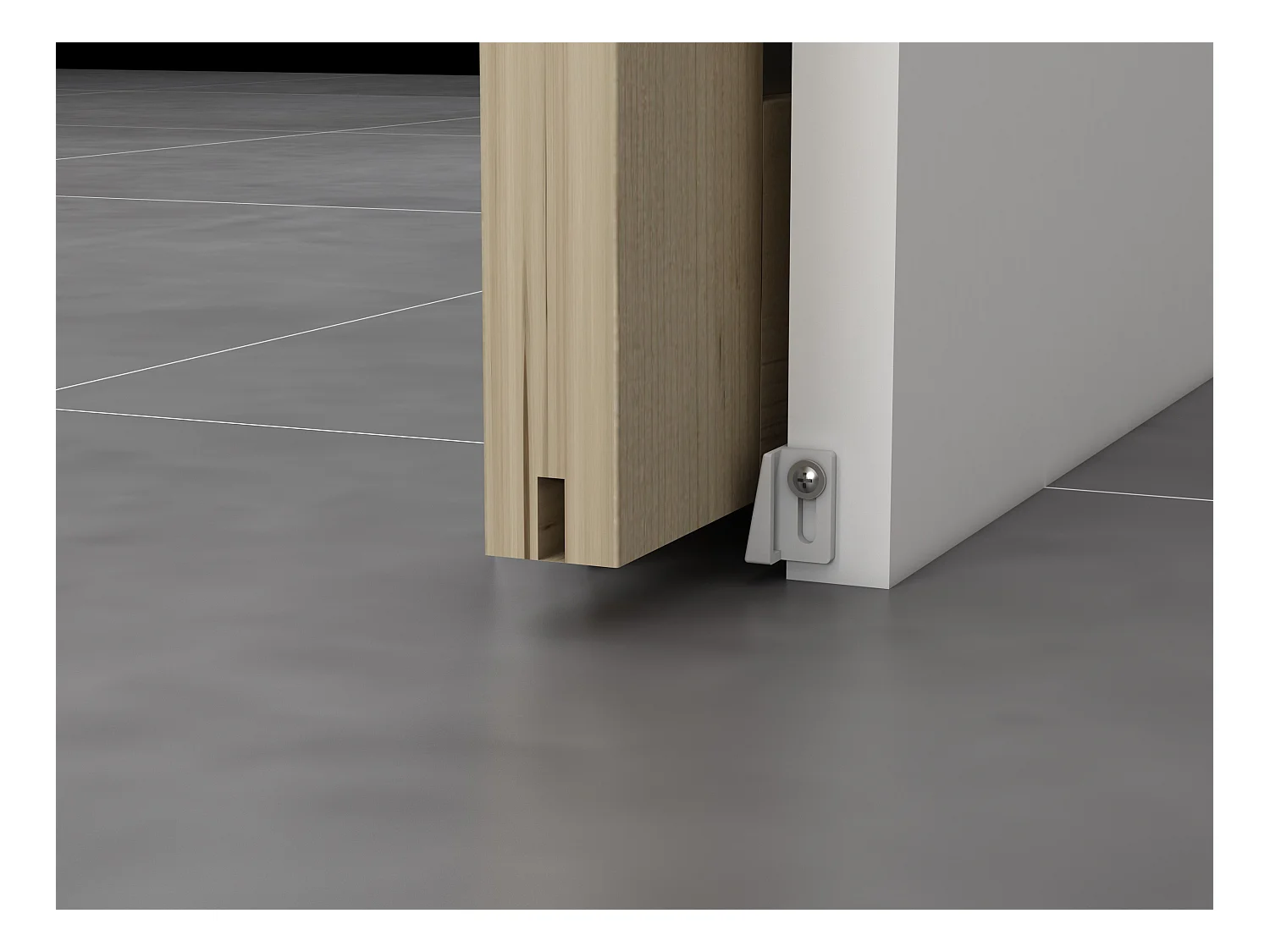 Puerta corredera empotrada en madera y vidrio templado - 3 ventanas - Alt. 205 x L63 cm - ACOSTA II