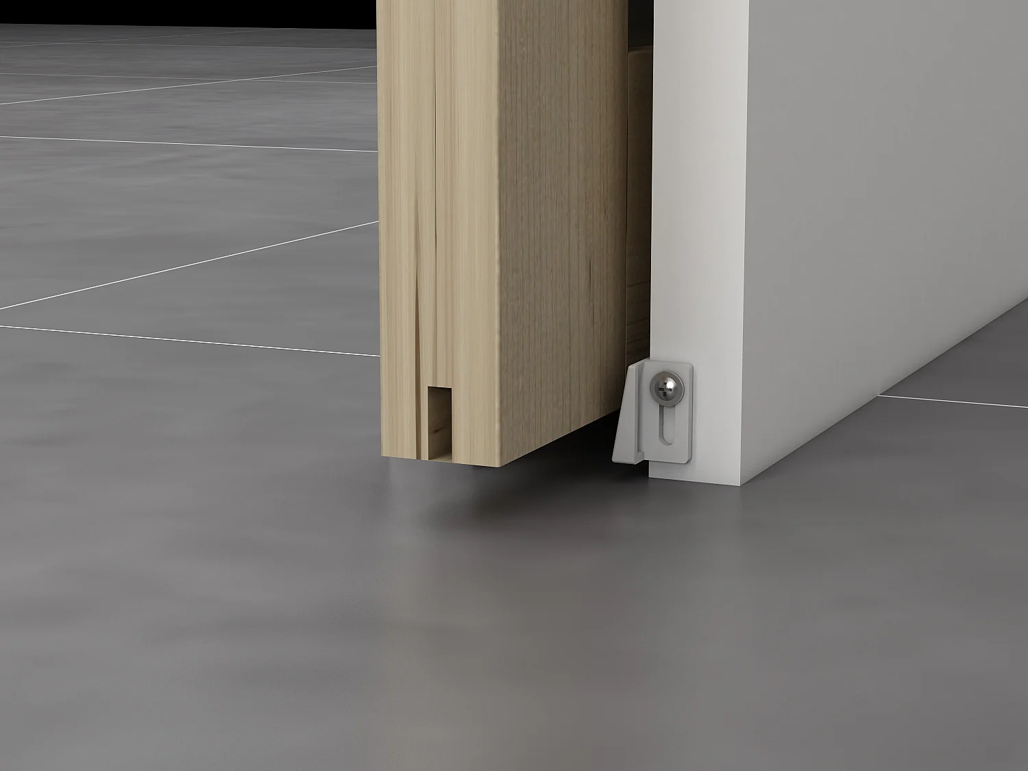 Schuifdeur met klamplaagsysteem in hout en gehard glas - 3 vensters - H205 x L93 cm - ACOSTA II