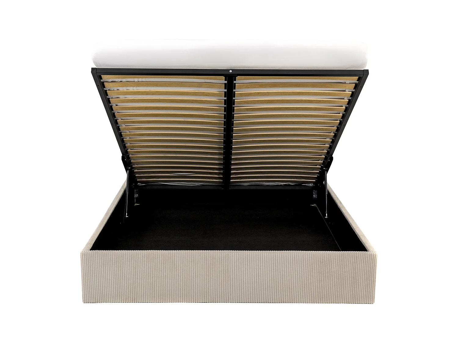 Stelaż ze skrzynią 140 x 200 cm ze sztruksu - Kremowy - PONTOS II marki YSMÉE