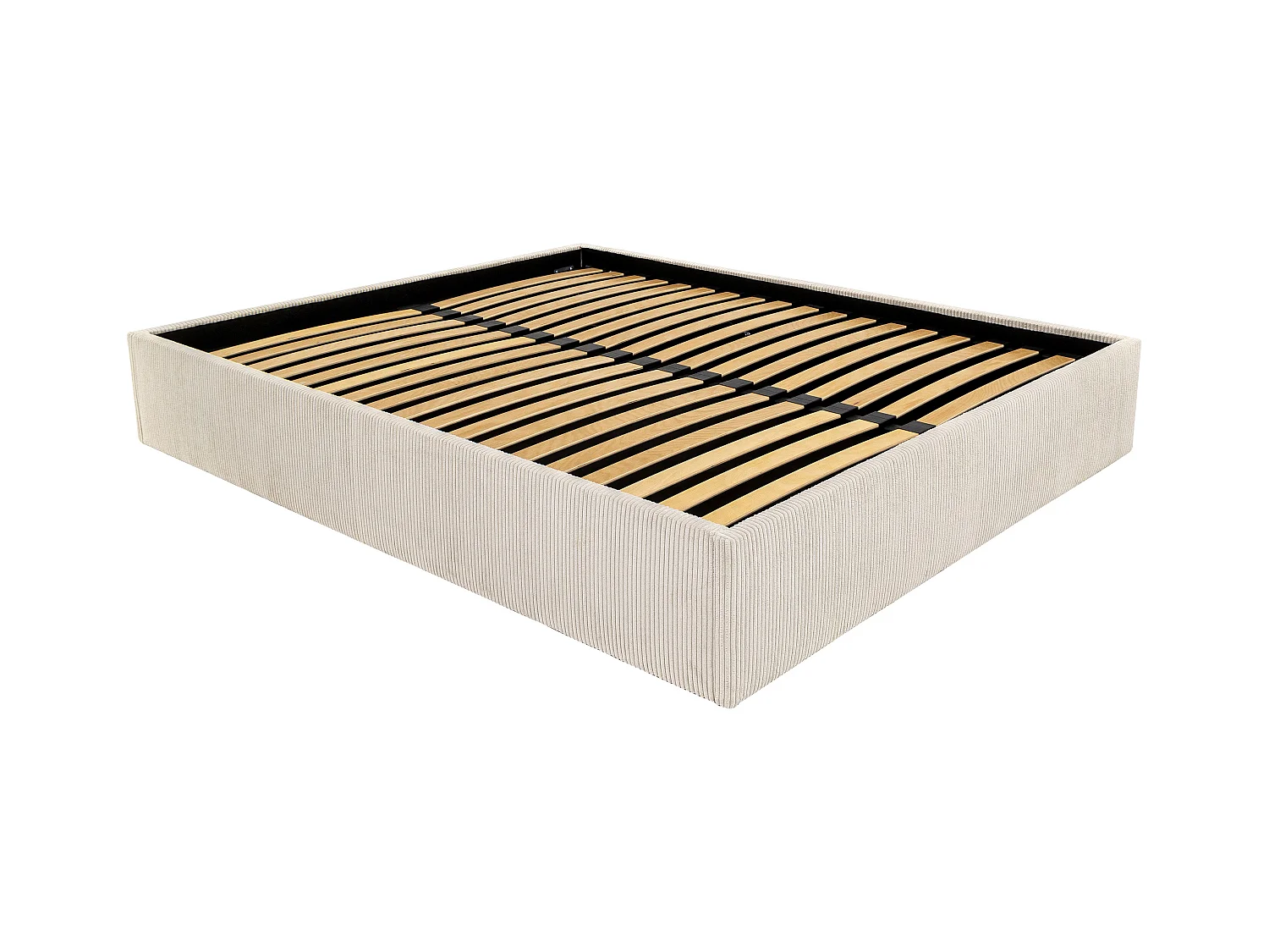 Stelaż ze skrzynią 140 x 200 cm ze sztruksu - Kremowy - PONTOS II marki YSMÉE