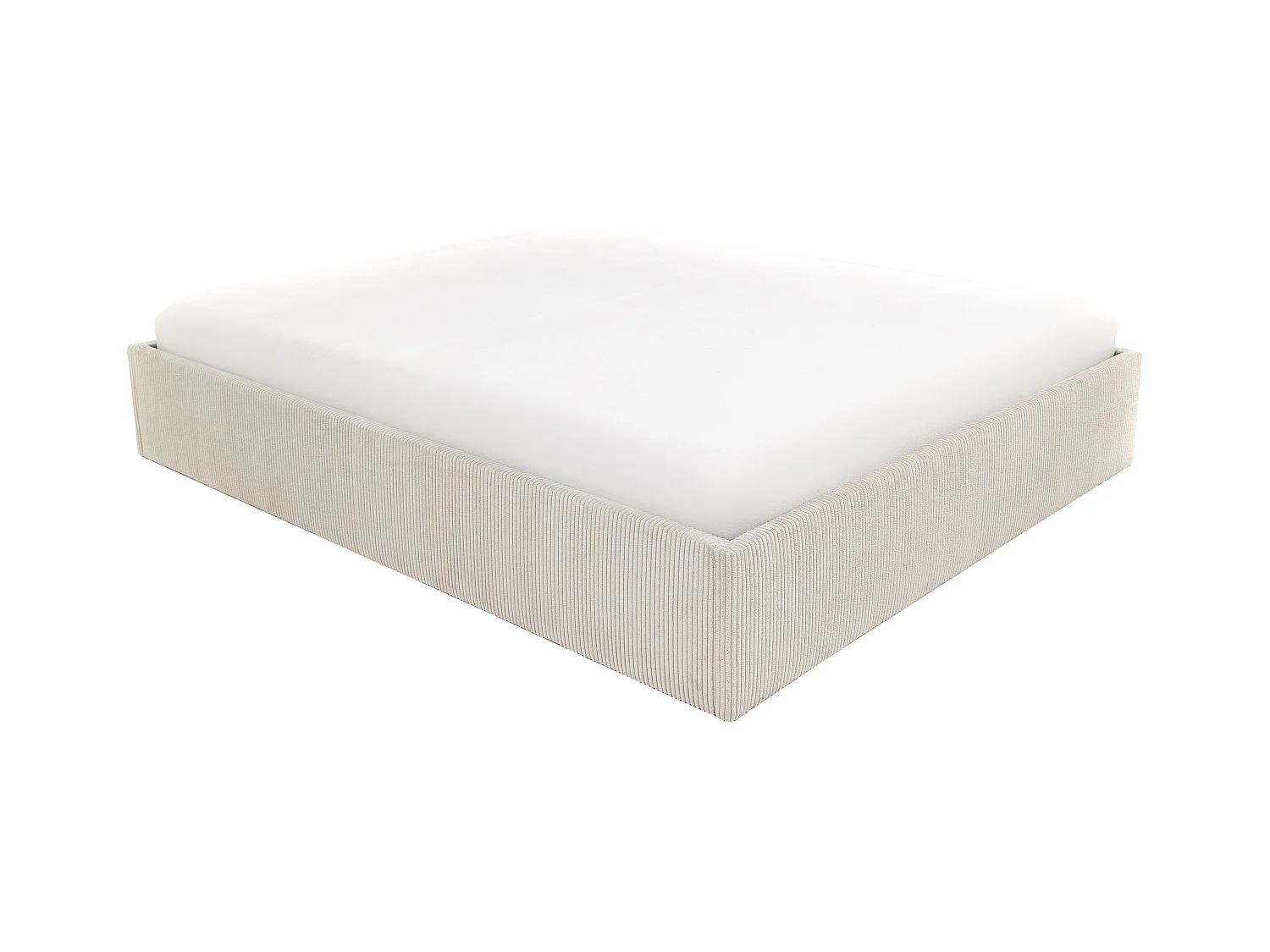 Stelaż ze skrzynią 140 x 200 cm ze sztruksu - Kremowy - PONTOS II marki YSMÉE