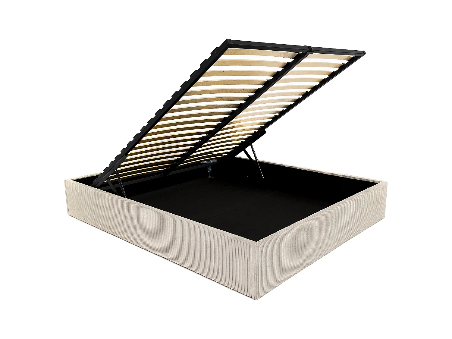 Stelaż ze skrzynią 140 x 200 cm ze sztruksu - Kremowy - PONTOS II marki YSMÉE