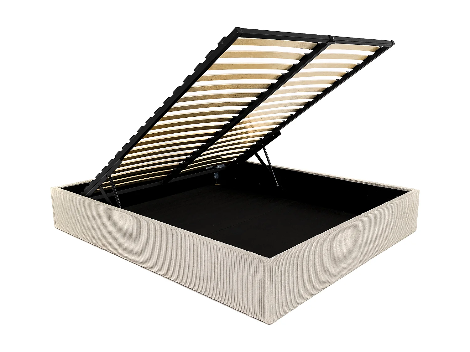 Sommier coffre 160 x 200 cm en velours côtelé - Crème - PONTOS II de YSMÉE