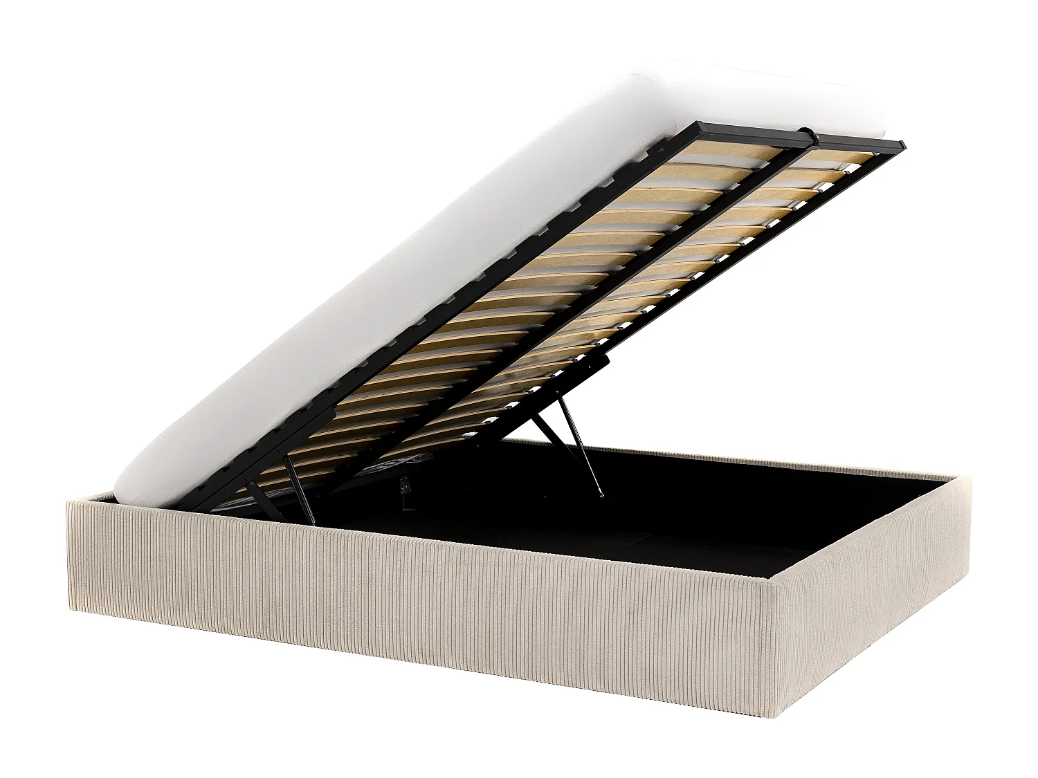 Bett mit Bettkasten - 180 x 200 cm - Cord - Cremefarben - PONTOS II von YSMÉE