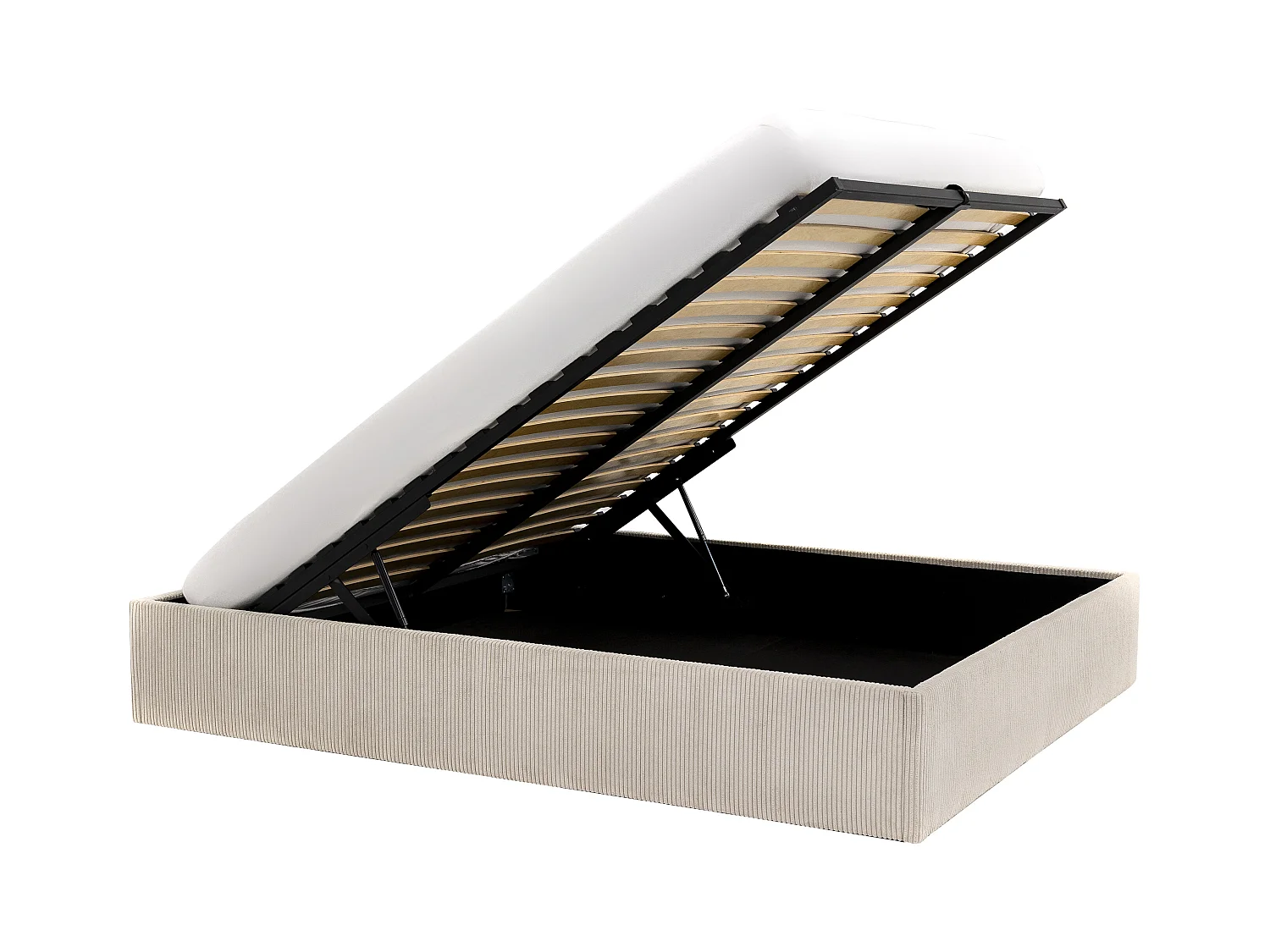 Bett mit Bettkasten - 180 x 200 cm - Cord - Cremefarben - PONTOS II von YSMÉE