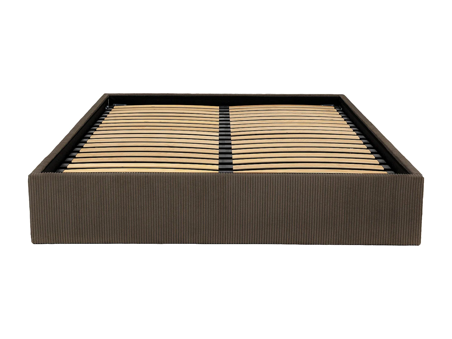 Sommier com espaço de arrumação 160x200 cm em veludo canelado castanho - PONTOS II de YSMÉE