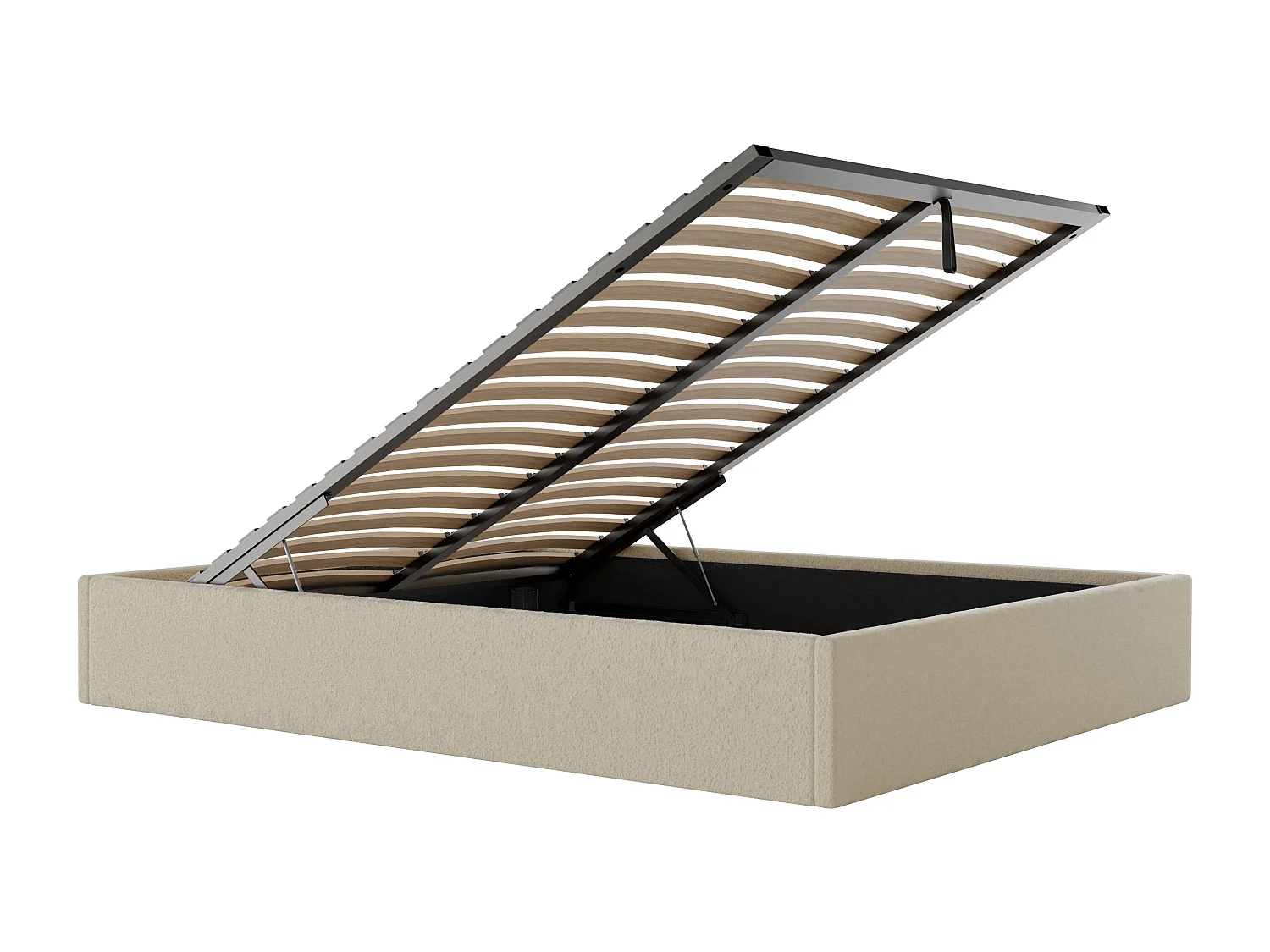 Bett mit Bettkasten - 160 x 200 cm - Bouclé-Stoff - Beige - PONTOS II von YSMÉE