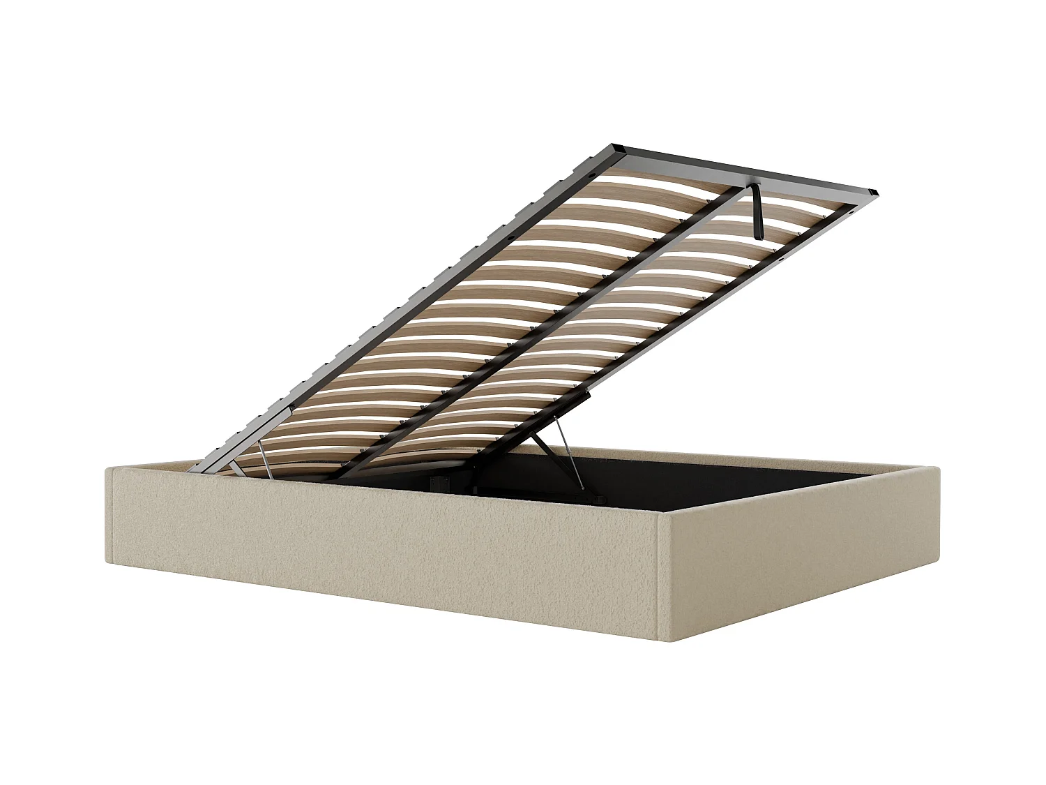 Stelaż ze skrzynią 180 x 200 cm z bukli - Beżowy - PONTOS II marki YSMÉE