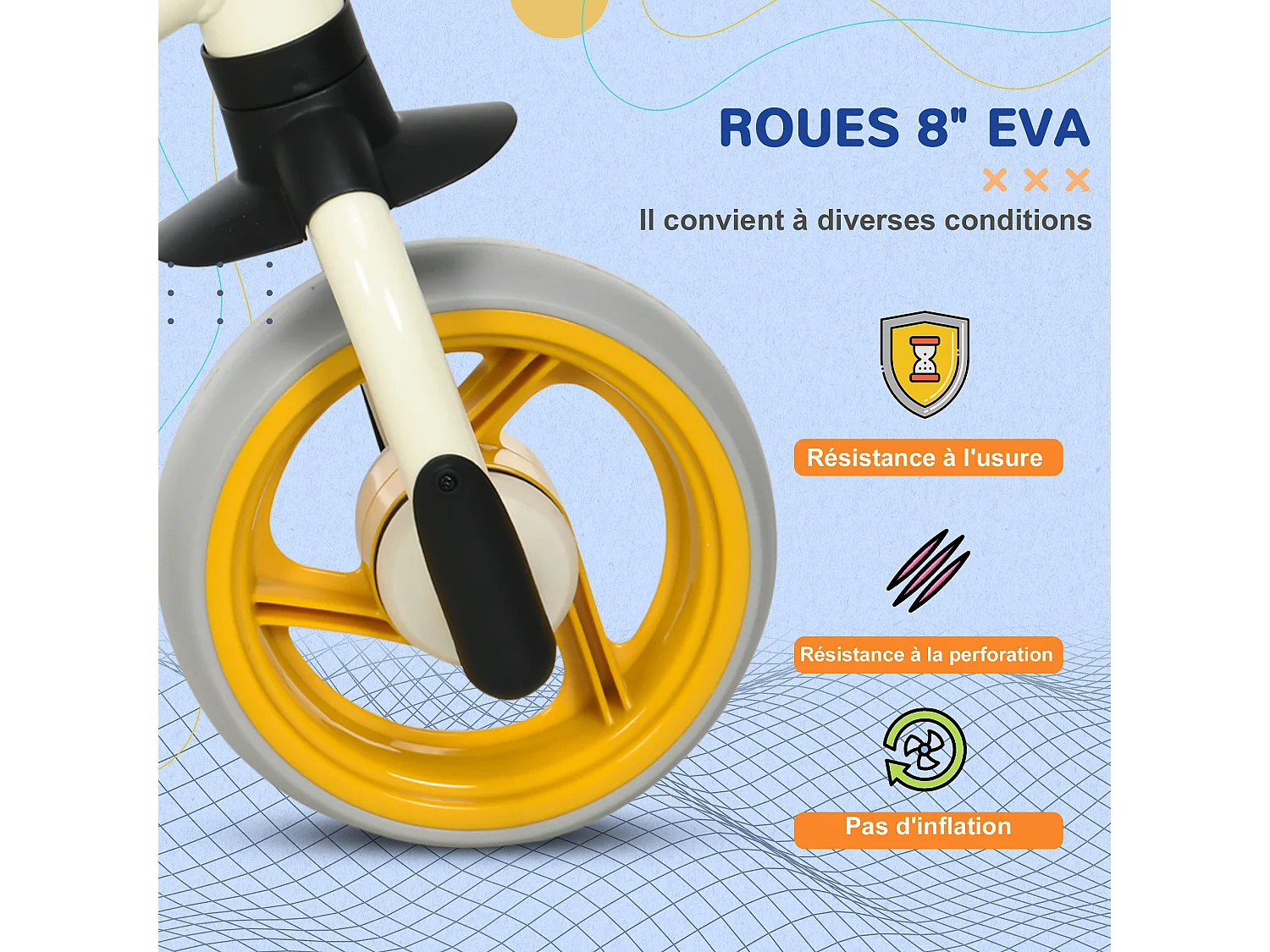 Draisienne enfant selle réglable roues EVA charge max. reco. 25 Kg acier crème