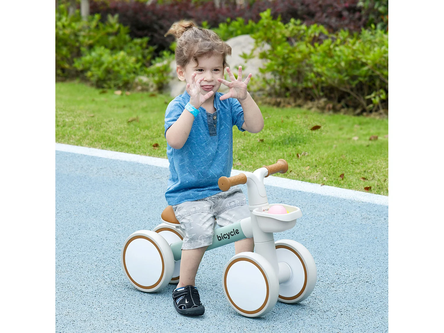 Draisienne enfant 4 roues évolutive - porteur - selle réglable, guidon ergonomique - cadre alu roues EVA vert