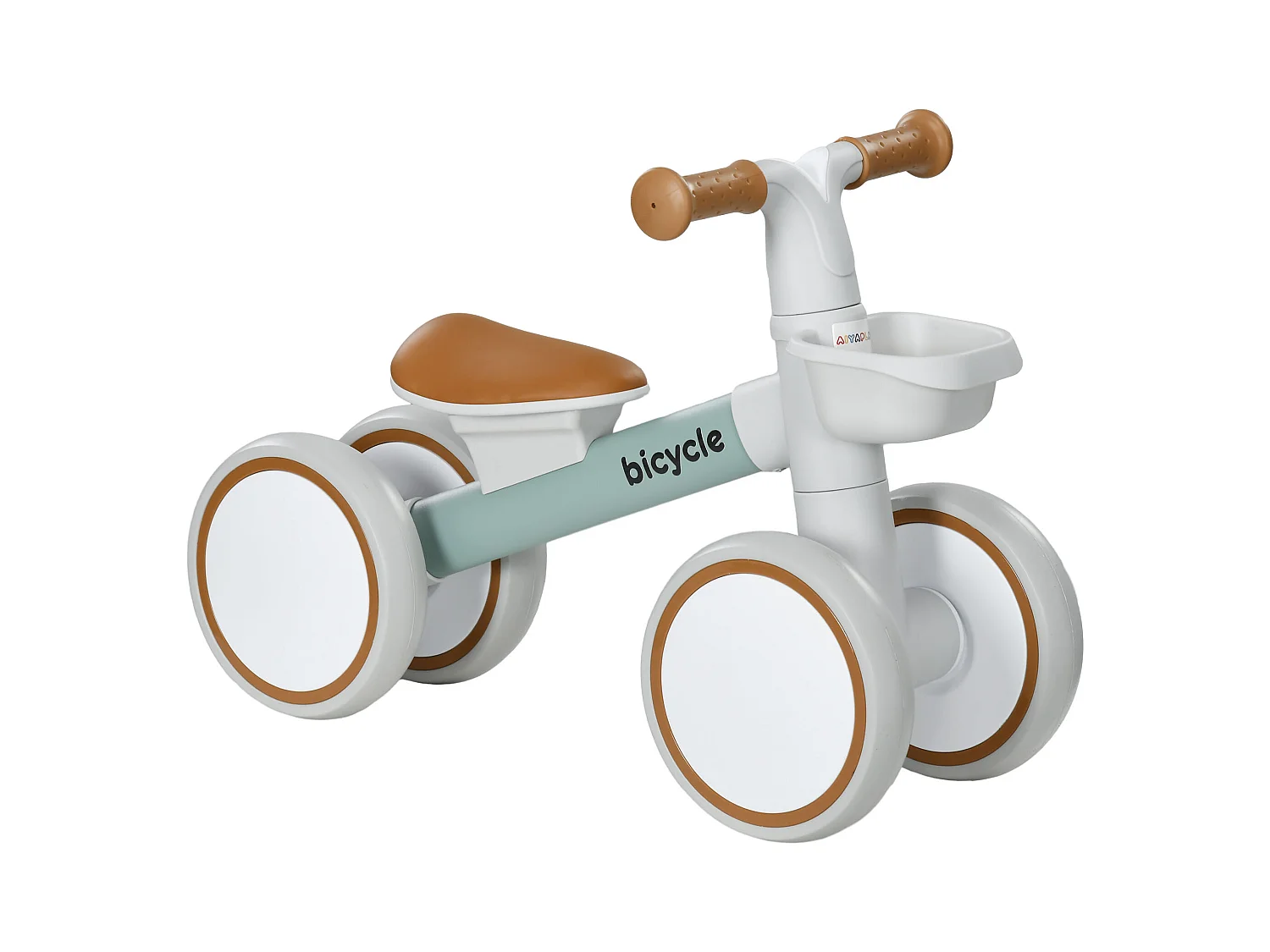 Draisienne vélo Enfant 4 Roues Selle réglable, Guidon Ergonomique Alliage alu. PP Gris Marron vert, enfant 1 à 3 ans