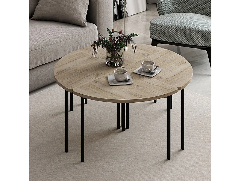 Table basse gigogne Emma 90 cm bois