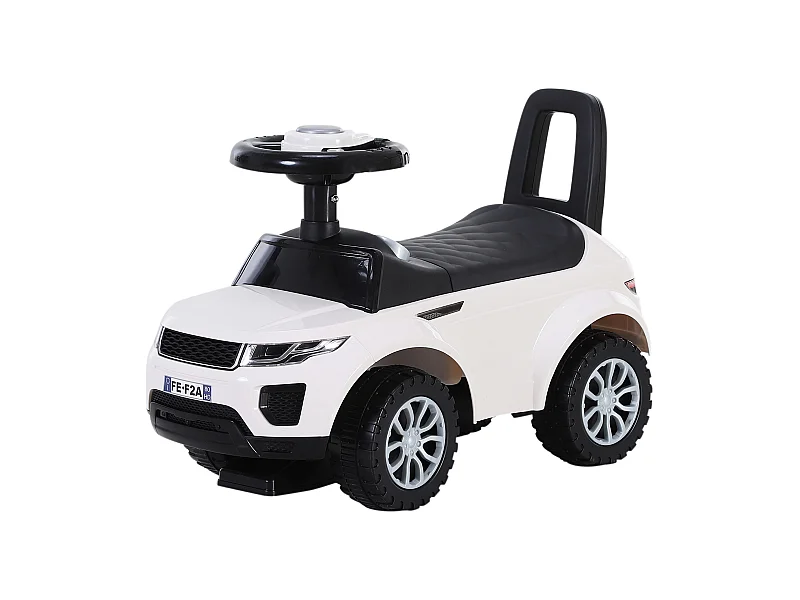 Porteur enfants voiture 12-36 mois coffre klaxon blanc