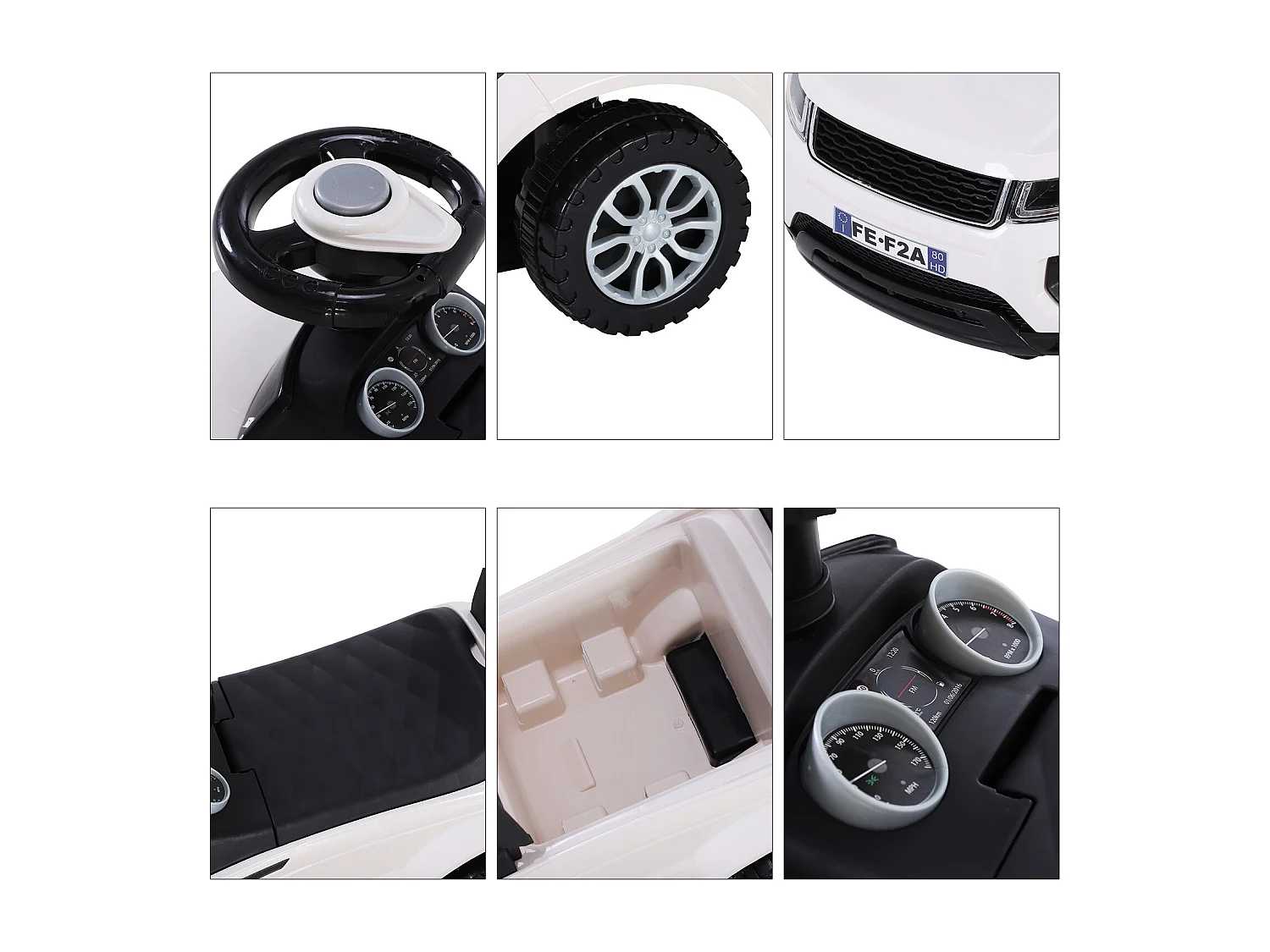 Porteur enfants voiture 12-36 mois coffre klaxon blanc