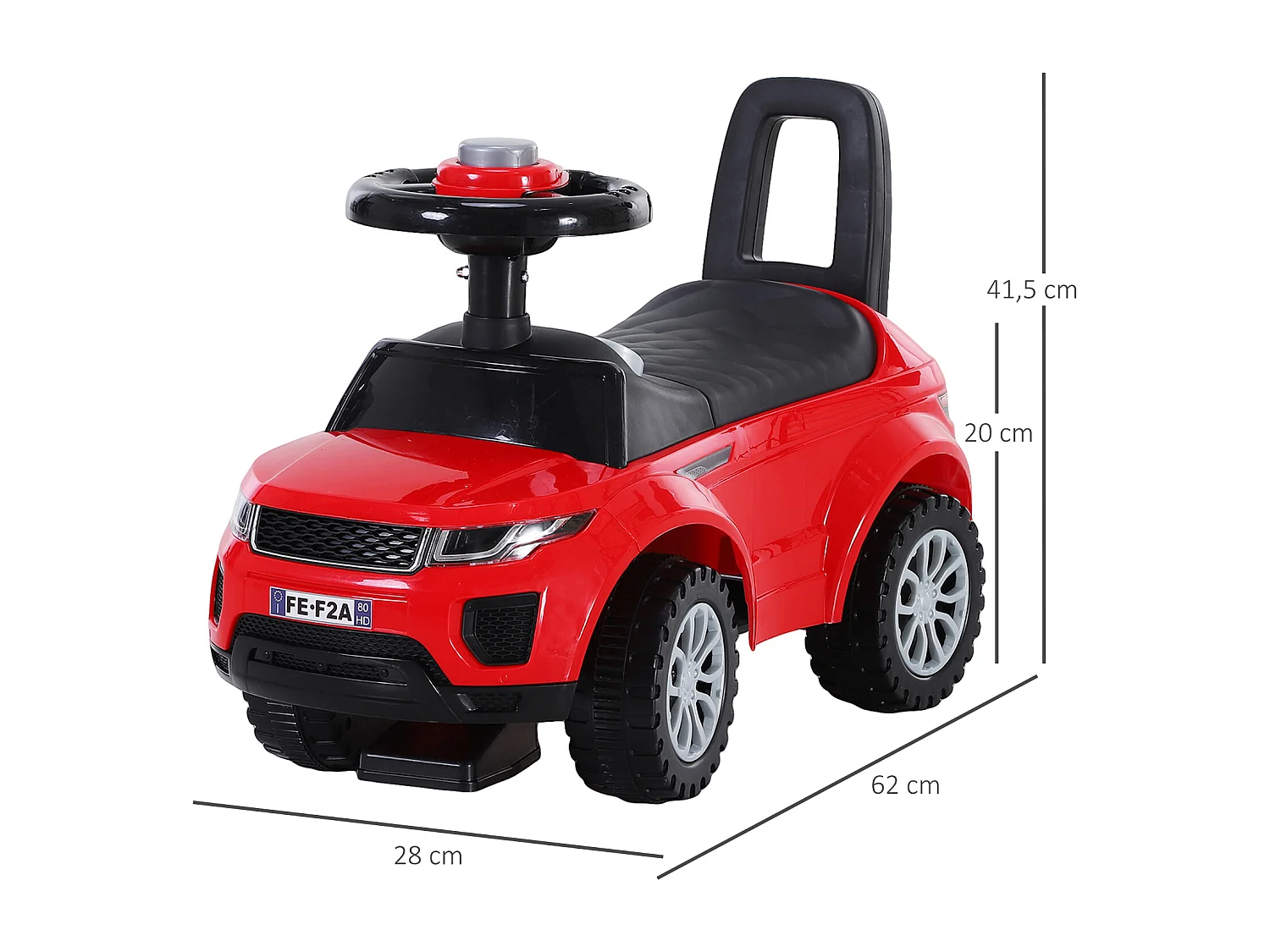 Porteur enfants voiture 12-36 mois coffre klaxon rouge
