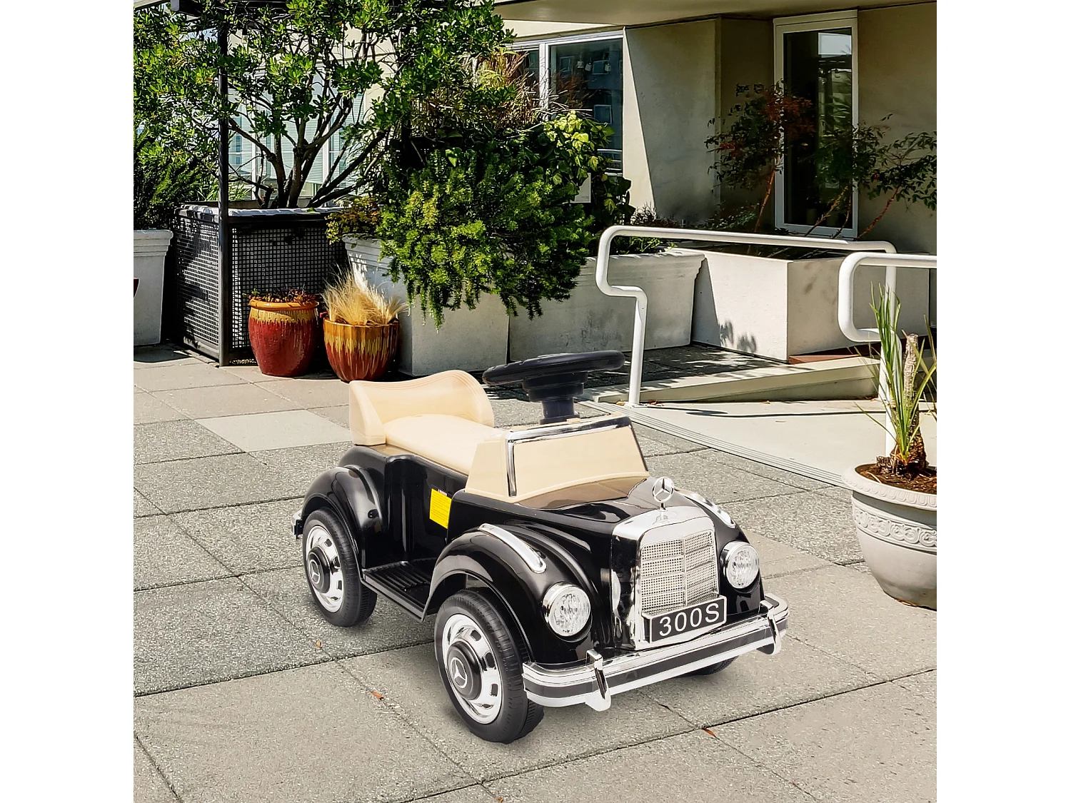 Porteur enfant voiture licence Mercedes-Benz 300S coffre butée arrière anti-basculement noir