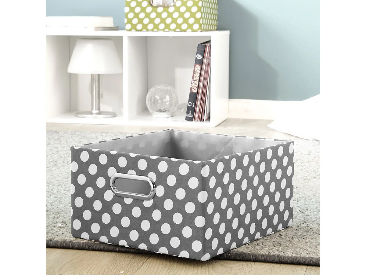 Tiroir tissu gris pois blanc