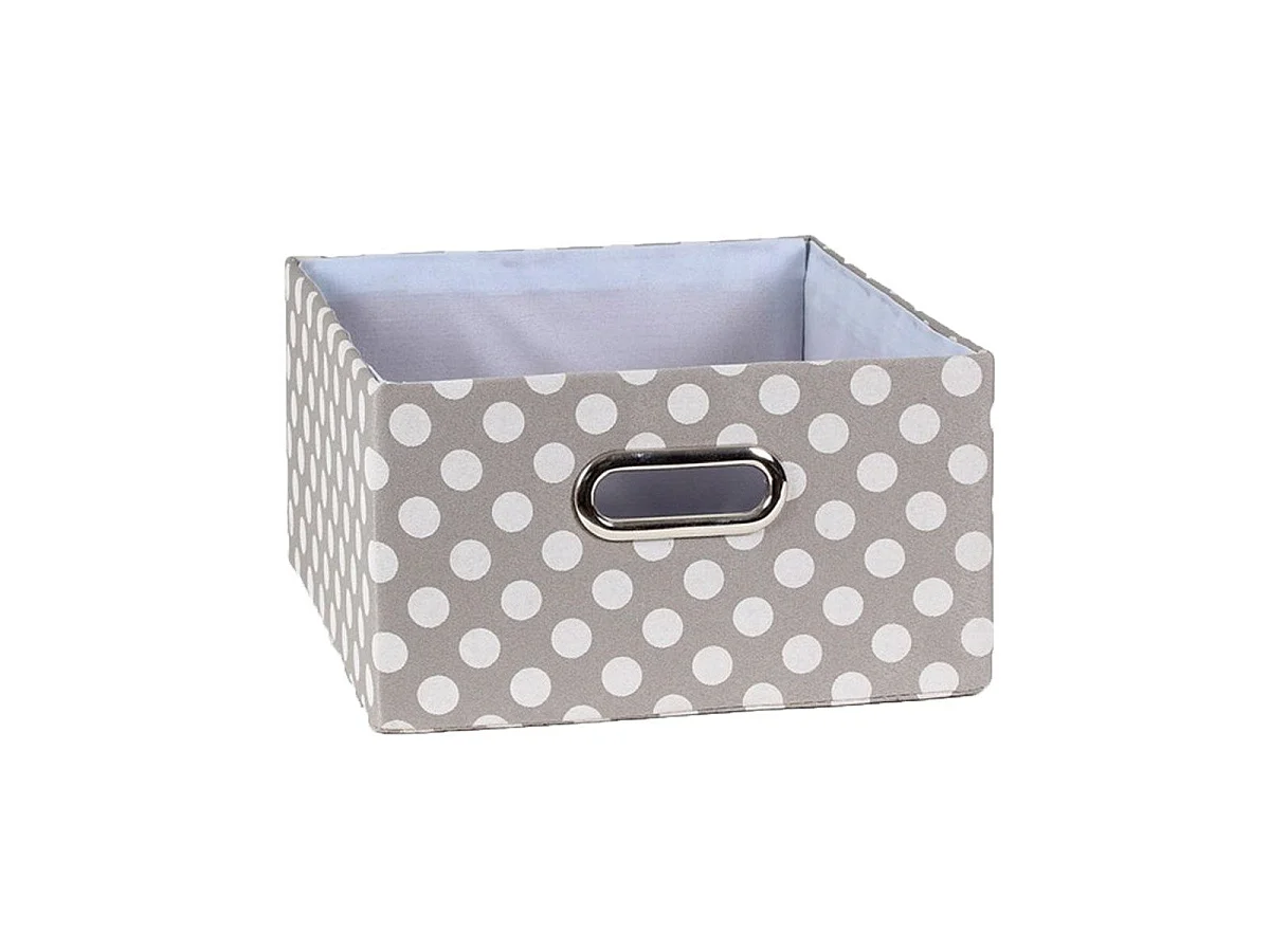 Tiroir tissu gris pois blanc