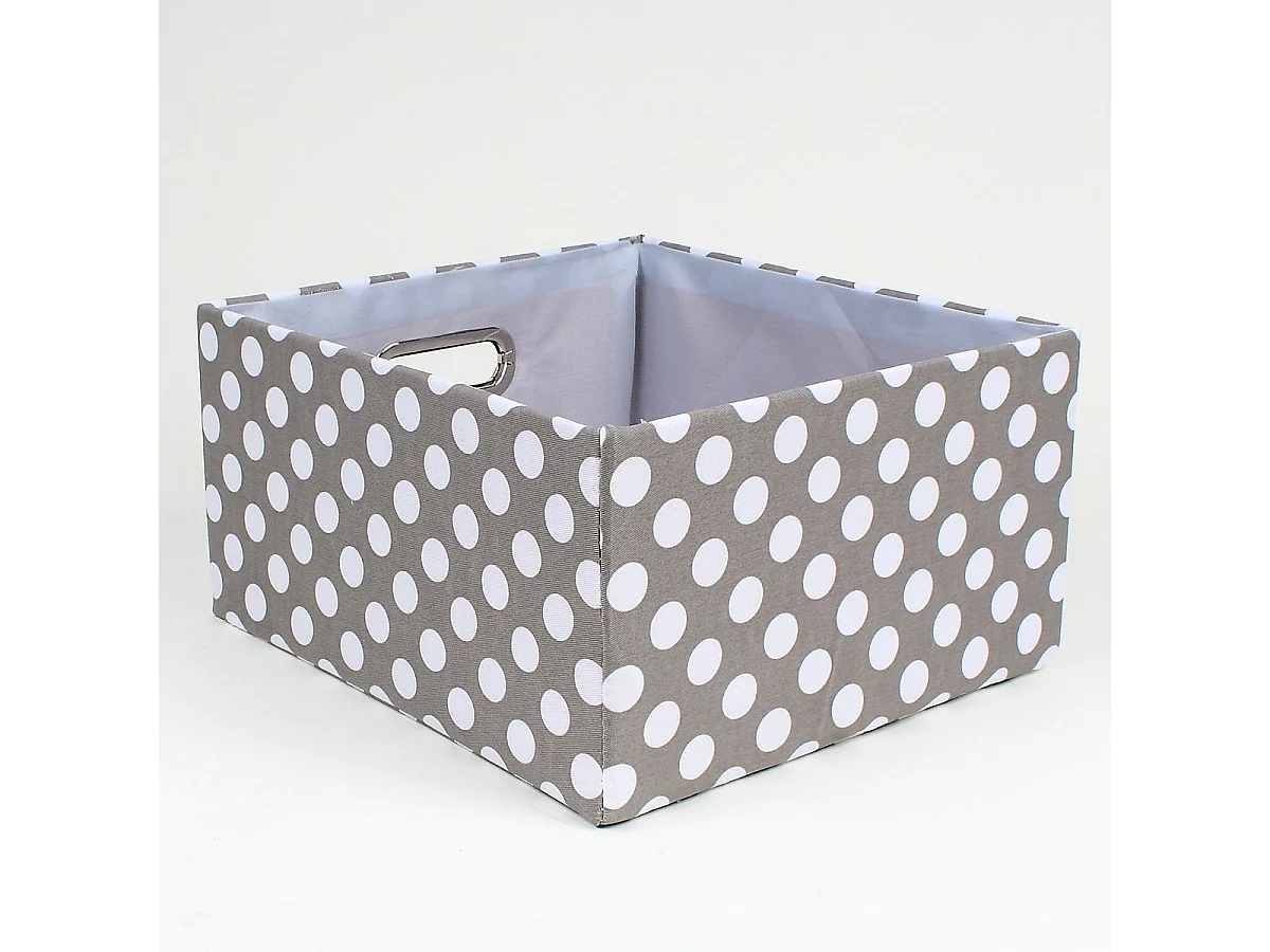 Tiroir tissu gris pois blanc