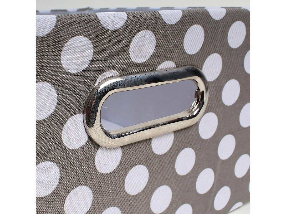Tiroir tissu gris pois blanc