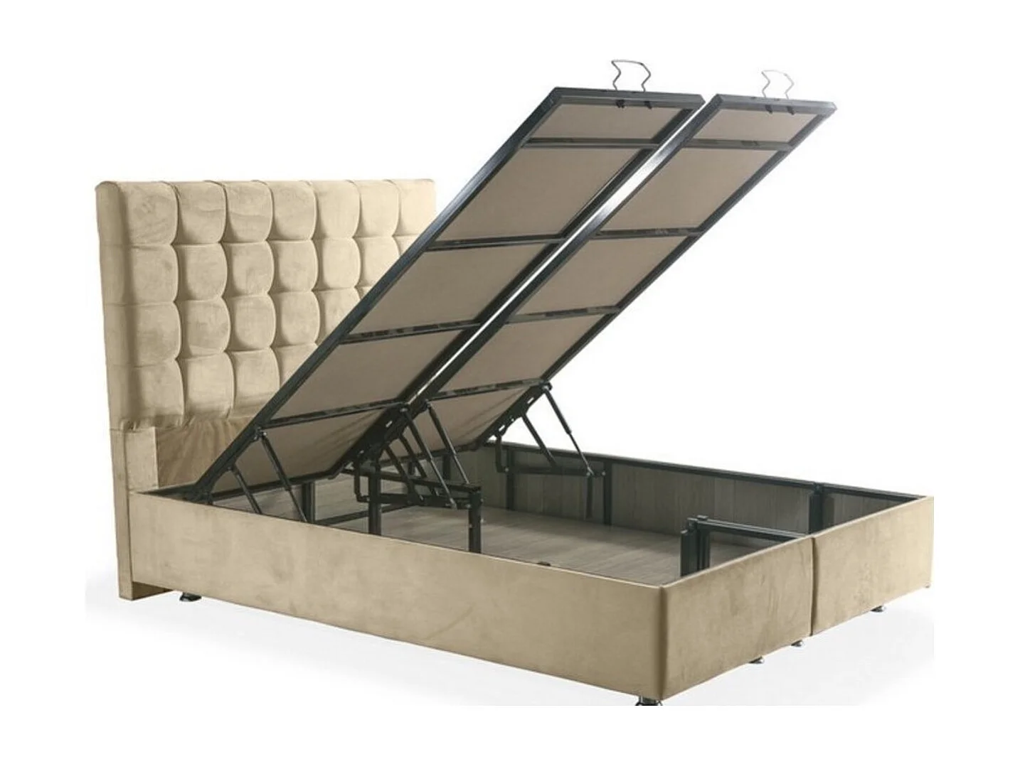 LIT coffre DUKE crème 160x200cm - Dimensions: 160x200 cm - Sans Matelas