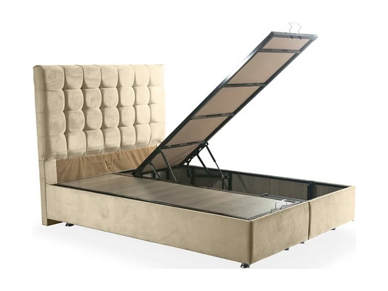 LIT coffre DUKE crème 160x200cm - Dimensions: 160x200 cm - Sans Matelas