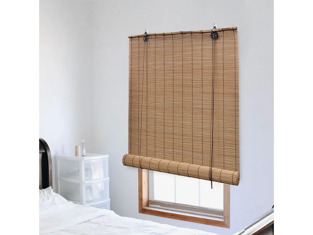 Estor enrollable de bambú 100x220 cm Marrón