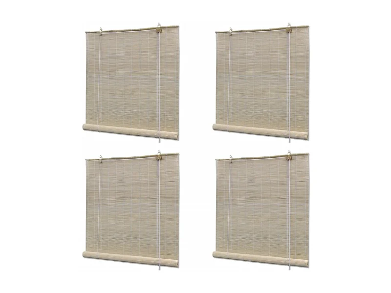Estores enrollables Bambú natural 4 piezas 120x160 cm
