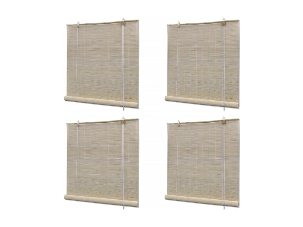 Cortinas de enrolar bambu natural 4 unidades 120x160 cm
