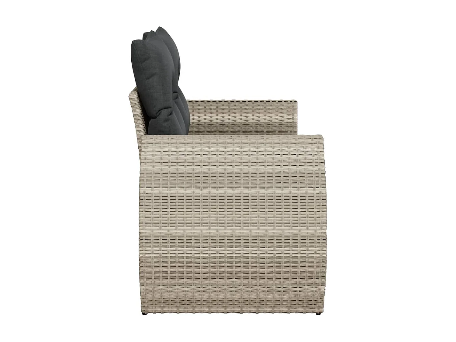 Canapé de jardin 2 places et coussins gris clair résine tressée