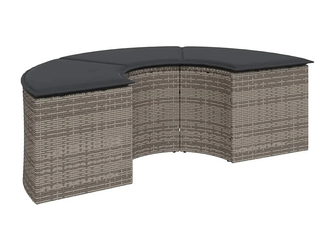 Salon de jardin 2 pcs demi-rond gris résine tressée