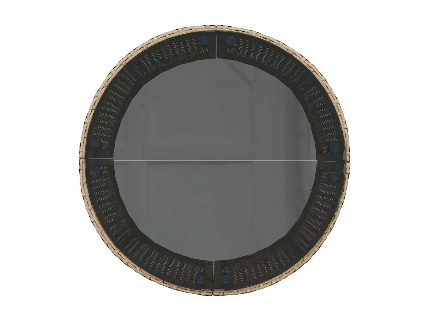 Canapé de jardin table coussins demi-rond beige résine tressée