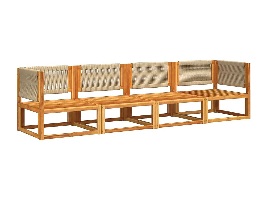 Salon de jardin avec coussins 4 pcs bois d'acacia massif