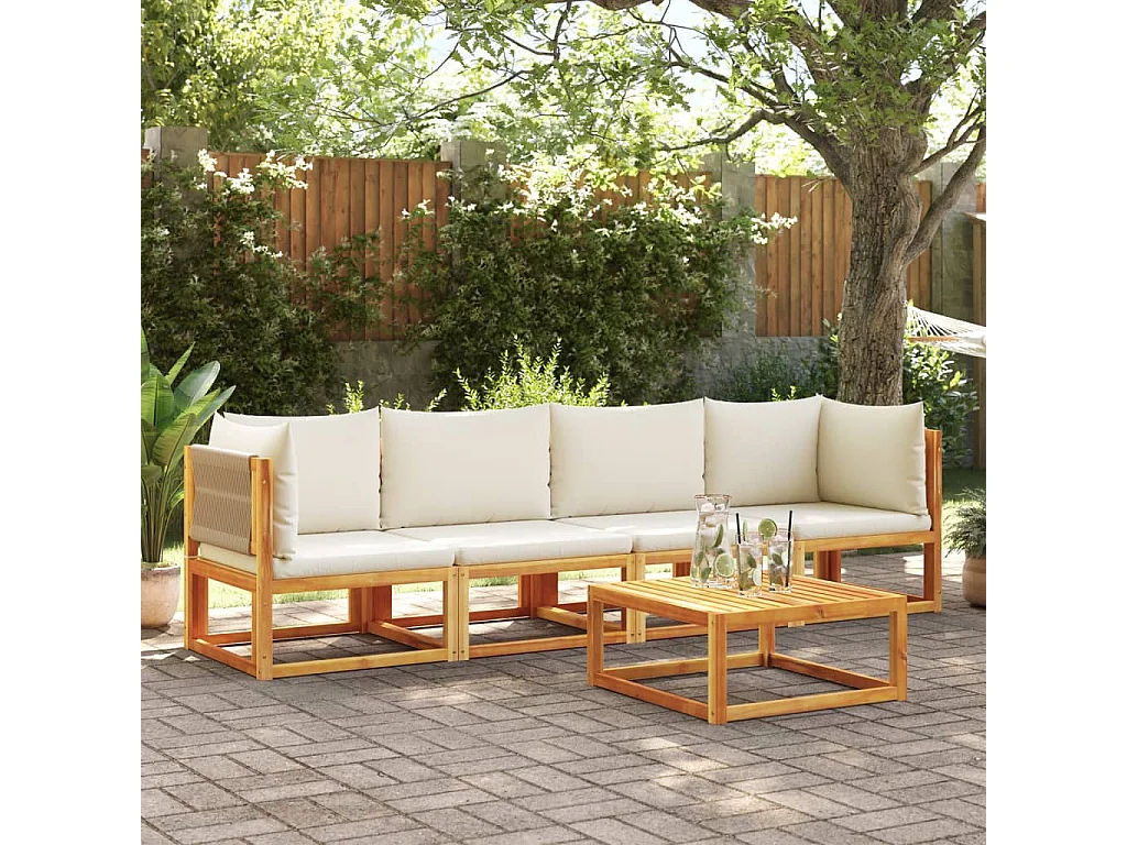 Muebles de jardín con cojines 4 piezas de madera maciza de acacia.