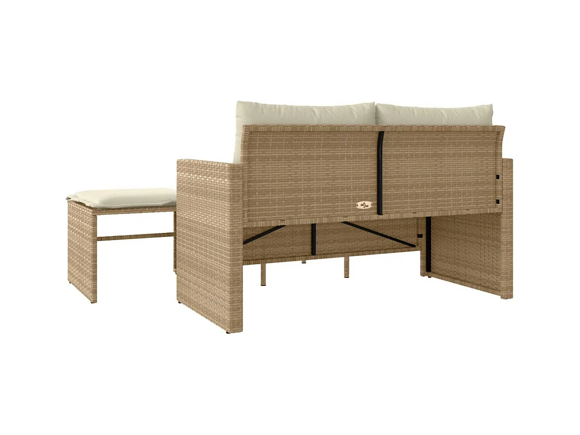 Muebles de jardín con cojines 3 piezas resina tejida beige